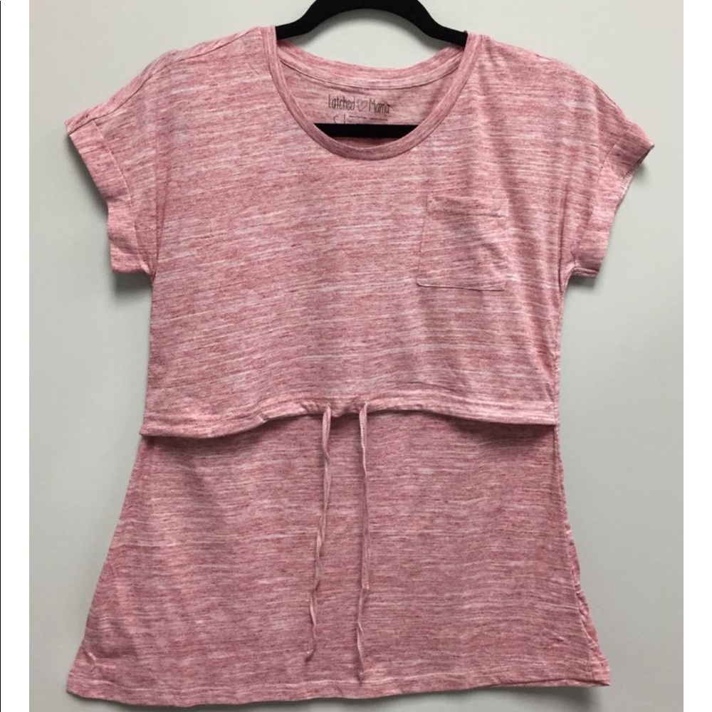 Latched Mama. Maternity t shirt. Pink. Small